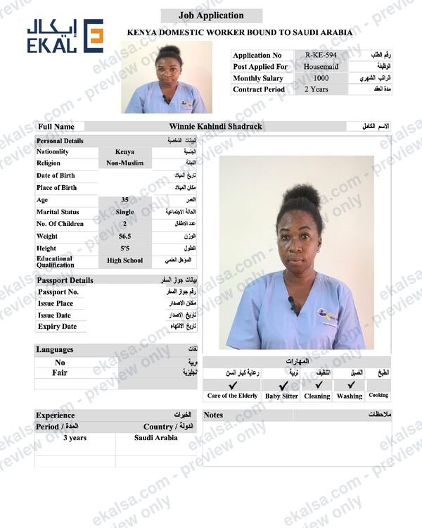 CV of Winnie Kahindi Shadrack