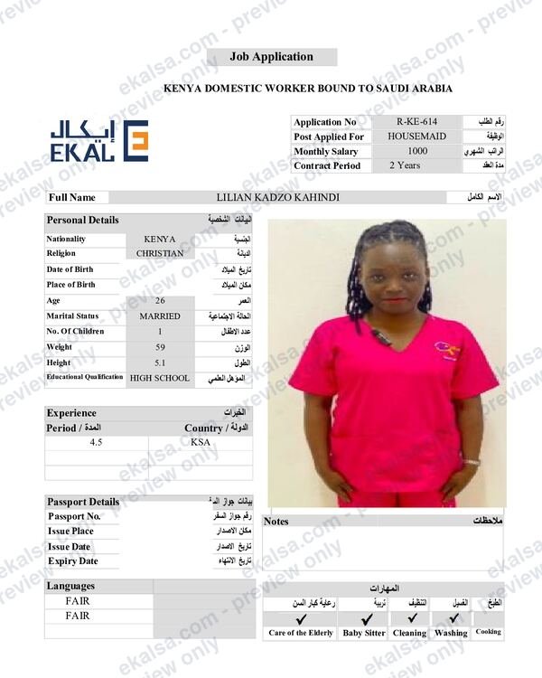 CV of Lilian Kadzo Kahindi